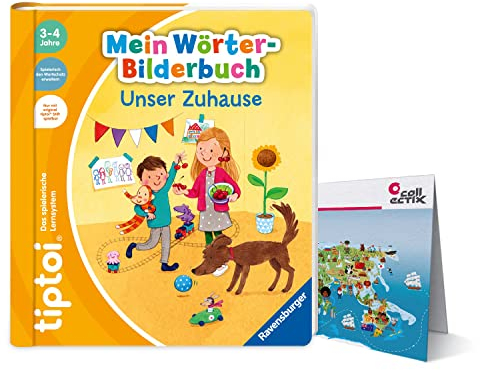 Ravensburger tiptoi® Buch | Mein Wörter-Bilderbuch: Unser Zuhause + Kinder Weltkarte - Länder, Tiere, Kontinente