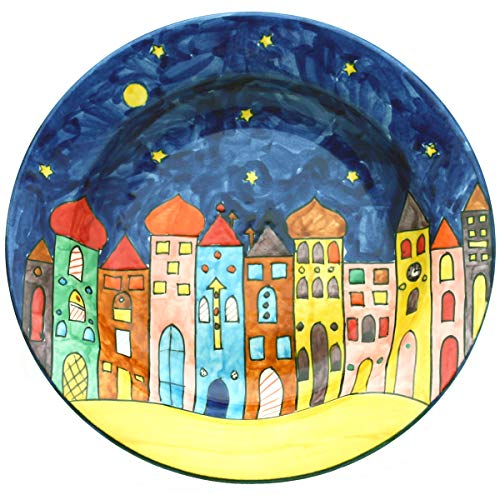 Gall&Zick Speiseteller Teller bunt bemalt Deko Geschirr Handbemalt Village Design (25cm Suppenteller)
