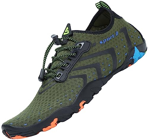 SAGUARO Badeschuhe Damen Herren Wasserschuhe Schwimmschuhe Schnelltrocken Aquaschuhe Strandschuhe Leicht Neoprenschuhe Surfschuhe rutschfeste Tauchschuhe Wassersportschuhe Stil 1:Grün Gr.40 EU