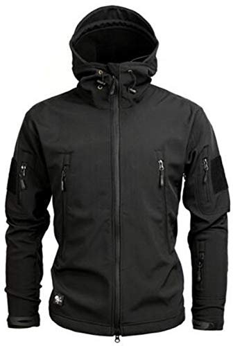 SZAWSL Uomo Giubbotto Giacca a Vento Militare Uomo Pile Windbreaker Tactical Camo Softshell Giacche Parka (Nero, 3X-Large)
