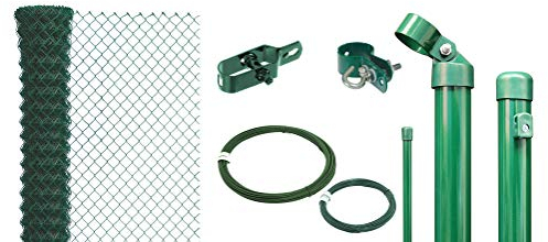 Alberts 634940 Maschendrahtzaun als Zaun-Komplettset, zum Einbetonieren | verschiedene Längen und Höhen | grün | Höhe 80 cm | Länge 60 m