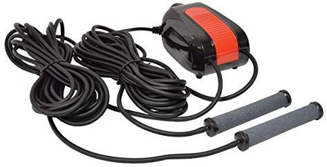 EasyPro CAS2 | Kit d'aération compact à double sortie pour jardins aquatiques et bassins à carpes koï jusqu'à 720 litres et 1,2 m de profondeur | Tête de diffuseur en pierre unique | Fonctionnement
