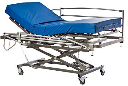 ekamia - Cama Articulada Geriátrica de Hospital Eléctrica con Carro Elevador, Colchón Sanitario y Barandilla - 105cm x 190cm