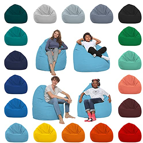 HomeIdeal - Sitzsack XXL Bodenkissen für Erwachsene & Kinder - Geeignet für Gaming oder Entspannen - Indoor wie Outdoor da er Wasserfest ist - mit EPS Perlen (Hellblau, XL)