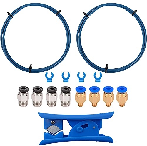 MMOBIEL 2X Bowder PTFE-3D-Schlauch 1m XS-Serie 1,75mm Filament, kompatibel mit 3D Printer Ender3 V2/ Ender 3/ Ender 3 Pro/Ender 5/ CR-10/10S 20/20 Pro inkl. 2X PC4-M10 Armatur und Cutter