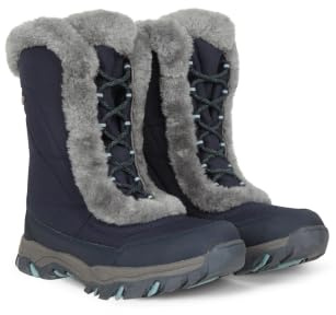 Mountain Warehouse Ohio Damen-Schneestiefel – Schneesichere Damen-Kunstfellschuhe, Getestet bis –20 °C, IsoTherm – Winter, Skifahren, Wintersport, Wandern Blau Damen-Schuhgröße 41 DE