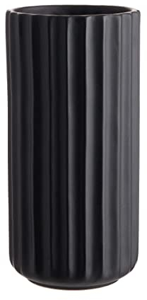 BUTLERS LIV Schwarze Zylinder Keramik Vase 20cm Hoch | Vintage Deko für Pampasgras und Trockenblumen | Tischdeko oder Buchvase