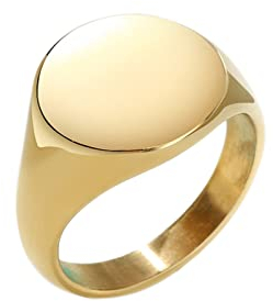 Dsnyu Eheringe für Frauen mit Personalisiert Gravur Einfach Runder Siegelring Poliert Edelstahl Gold Ringe für Frauen 60 (19.1)