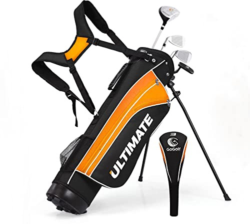 OFFICEJOY Bolsa para Palos de Golf para niños y niñas, Palos de Golf para niños y niñas de 8 a 10 años, Mano Derecha, Naranja