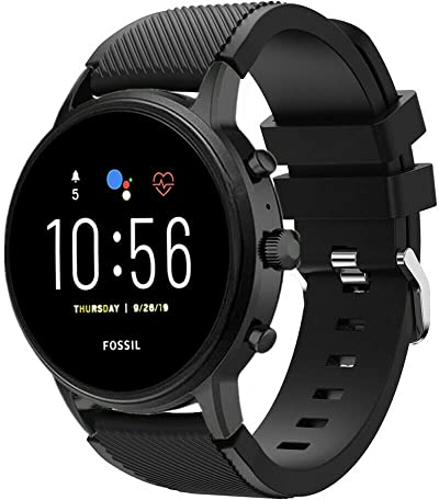 Strap-it Silikonarmband - kompatibel mit - Fossil Gen 5 - Armband - Schwarz - fur Gen 5e 44mm - Gen 6 44mm - Gen 4 Q Explorist HR - Gen 3 Q Explorist HR