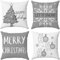 Hangood 4 Stück Kissenbezug Weihnachten Deko Kissenhülle Dekorative Dekokissen Sofakissen Bezug für Sofa Schlafzimmer 20x20 Zoll 50cm x 50cm Graue Schneeflocke