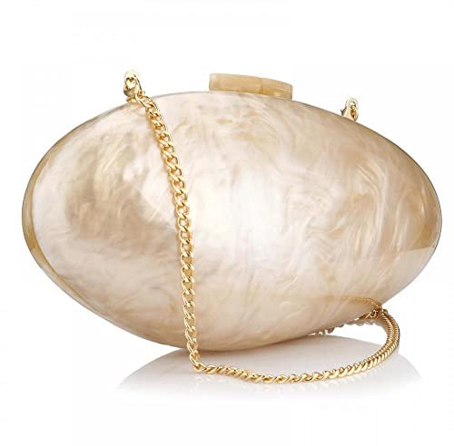 EROUGE Damen-Clutch-Handtasche mit Perlen, Acryl, für Abend, Hochzeit, Party, Pearl Gold