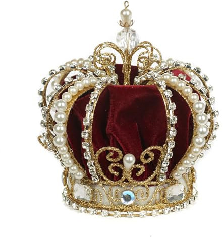 Goodwill Christbaumkugel-Juwel-Krone-Spitze Perle Gold-Rot Länge 17 cm