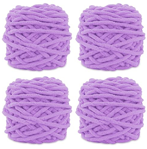 Knitting Wool Yarn 4 x 100g Multi-Colored Soft Chunky Yarn for Crochet Projects Making Plush Balls Handmade Bags Sweaters Shoes Hats Sweaters Blankets Scarves