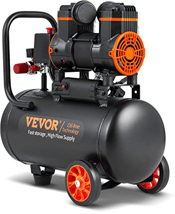 VEVOR 4.8 Gallon Air Compressor, 1.2HP 2.2 CFM@90PSI Oil Free Air Compressor Tank & Max. 116PSI Pressure, 70 dB Ultra Quiet Compressor for Auto Repair, Tire Inflation, Spray Painting, Woodwork Nailing