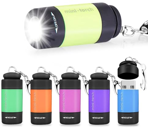 mizikuu 6 Stück Mini LED Taschenlampe, kleine Handlampe Kinder farbige mit Lanyard IP65 Wasserdicht Mini-Lampe Nachtleuchtenden Taschenlampe für Notfälle Freien Nacht, geeignet,Camping
