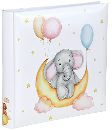IDEAL TREND Cat & Bears Fotoalbum 30x30 cm 100 weiße Seiten Baby Kinder Foto Album Fotobuch: Farbe: Elefant & Moon