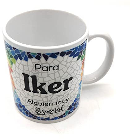 PLUS HOME Taza personalizada con nombre. Regalos personalizados con nombre y texto. Tazas con frases originales.IKER