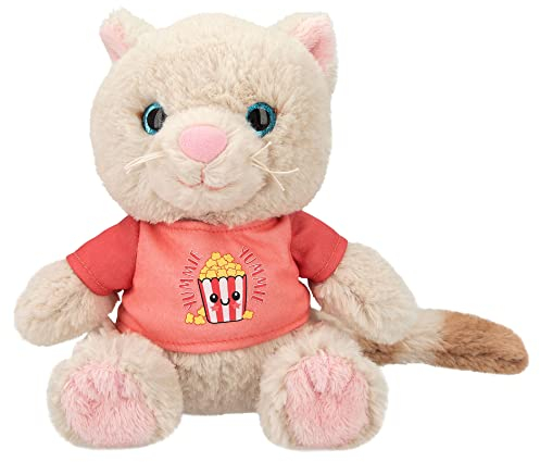 Depesche 12358 TOPModel Cutie Star - Kuscheltier Katze Ginger mit super weichem Fell, ca. 18 cm großes Plüschtier mit dunklen Knopfaugen und T-Shirt