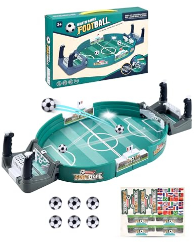 LAOYE Interaktives Tischfußballspiel Mini Tischkicker Tischfussball Kinder Tischfußball Fussball Tischkicker Fußballspiel für 2 Spieler Fußballkicker Geschenk für Kinder Erwachsene