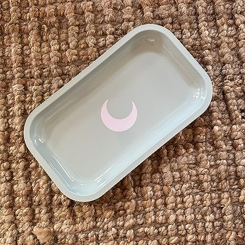 Brando Moon Medium Metal Rolling Tray Green - Lightweight Curved Edges and Smooth Surface - 10.5 x 6.25 inches