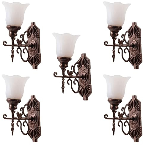 Zerodeko Goldendoodle-Zubehör 5 Stück Puppenhaus-Wandlampen Puppenhauslampen Im Maßstab 1:12 Miniatur-Puppenhaus-Wandlampen Mini-Wandleuchten Für DIY-Puppenhauszimmer-Hofdekoration