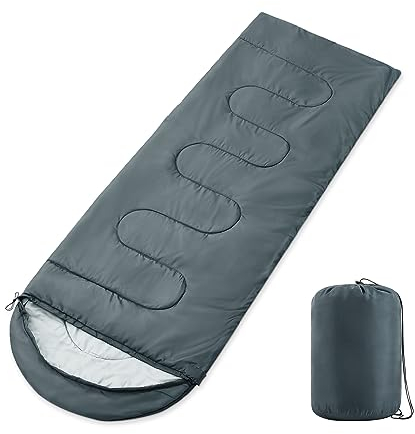 Paco Home Schlafsack Outdoor Waschbar Atmungsaktiv Erwachsene Kinder Sommer Winter Deckenschlafsack Camping Reisen, Farbe:Anthrazit, Größe:220x70x4cm