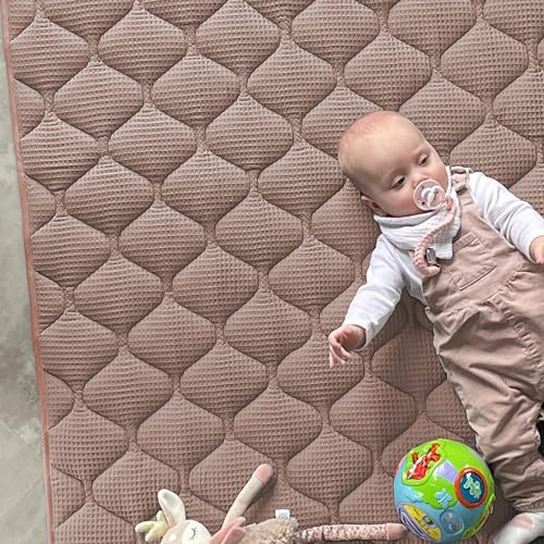 Sanosoft® Krabbeldecke - rutsch- & wasserfest - Öko Tex & Made in Germany (Cappuccino, 130x150cm)