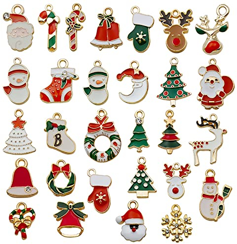 Weihnachtsanhänger, Mini Anhänger Weihnachten Deko, Weihnachtsbaum Anhänger, Mini Weihnachtsdeko Figuren Klein Miniatur Ornamente, Weihnachtsanhänger Christbaum Deko (White C, One Size)