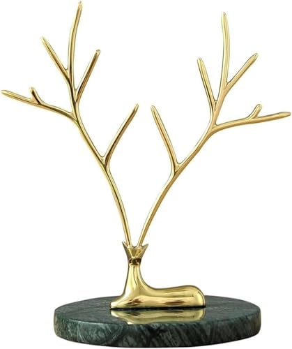 TiLeze Moderne Wohndekorationen, Messing-Hirsch-Ornament, Kunsthandwerk, Statuen und Marmorsockel, Schmuckhalter, Schmuckständer, Schmuckhalter