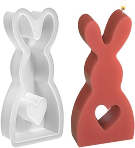 Ostern Kaninchen Silikonformen Gießformen,3D Gießformen Silikon Hase,Hasenform für Ostern,Hasen Silikonform gießform Ostern,für Gips, Sojawachs Kerzen, Handwerk（groß）