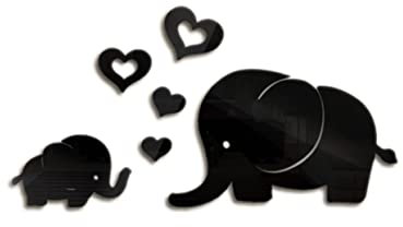 Gadpiparty 6 Stück Elefanten-spiegel-wandaufkleber Abnehmbarer 3d-aufkleber Für Die Inneneinrichtung Schwarz Selbstklebender Elefanten-aufkleber Für Wohnzimmer Schlafzimmer