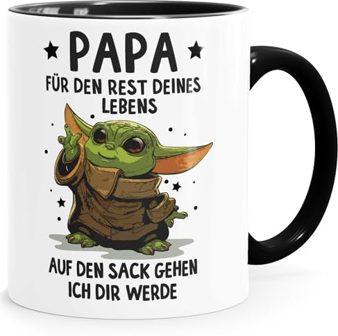 MoonWorks Tasse Geschenk Papa Sprüche Geschenkidee Vatertag Lustig Motiv Baby- mit Spruch Weiss-innen-schwarz standard