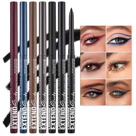 Schimmerndes mattes Eyeliner-Stift-Set, cremig, einziehbar Eyeliner, ultra-pigmentiert, schnell trocknend, wasserfest und wischfest, sorgt für kräftige und definierte Linien (#07-12)