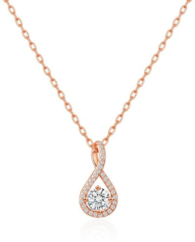 Philip Jones Rose Gold Plated Solitaire Twist Necklace Created with Zircondia® Crystals