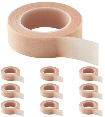 HSKRKOW 10 Rollen Mikroporen Band Flexibles Hautband Atmungsaktives Nasenband Selbstklebendes Mullband Für Schwellungen Sport,1.25Cm*9M, Tape Hautfarben(Beige)