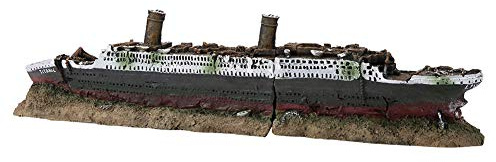 Masyrt Titanic Spielzeug Dekoration Aquarium Titanic 24 x 10 x 9 cm Titanic Lost Schiffbruch Boot Schiff Dekoration Aquarium Ornamente Wrack Fisch Spielzeug Titanic