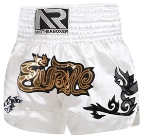 Freebily Pantalones Cortos De Muay Thai para Niños Pantalones Cortos De Boxeo Metálicos Pantalon para Kickboxing MMA Artes Marciales Un Blanco 5-7 años