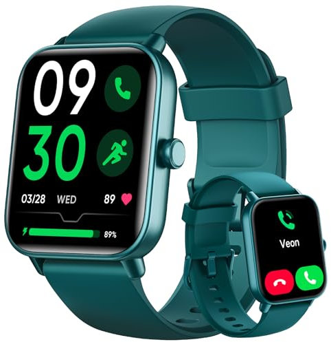 Smartwatch Donna Uomo, 1.8 Orologio Smartwatch Chiamate, Fitness Tracker con Contapassi Cardiofrequenzimetro SpO2,110 Modalità Sport, Monitoraggio Sonno, Impermeabile IP68 per iOS Android Verde Scuro