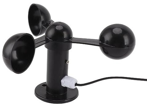 Flyocean Windgeschwindigkeitsüberwachungssensor, ABS 3 Tassen Anemometer mit 8 M Kabel 4 Cm Montageloch Anti-Interferenz-Wetterstation Verwenden Sie die Windmessung von Kraftwerken