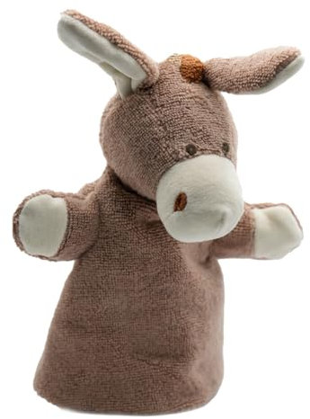 Cute Since 1999 Brauner Esel Handpuppe für Kinder ab 0 Monate - Biologische Handpuppe für Junge & Mädchen - Sachen & Geschenk für Neugeborene - Esel für Puppentheater Kinder - 26 x 20 cm