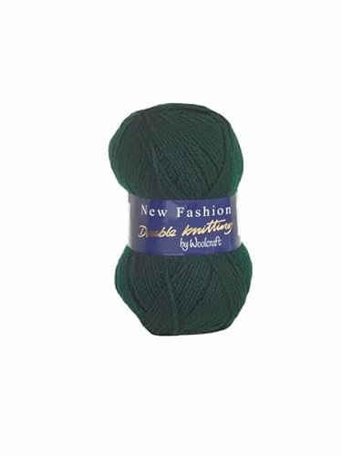 WoolCraft Fashion Double Knit (Dk) Knitting & Crochet Yarn, 75 Colours in The Range, 100% Acrylic, 300 Metres, 100g Balls, Single Ball, Bottle Green