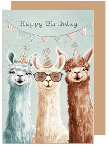 Edition Seidel Premium Geburtstagskarte mit Umschlag. Glückwunschkarte Grußkarte Karte mit Spruch Geburtstag Happy Birthday Mann Frau Kind Lamas (G3630 SW024)