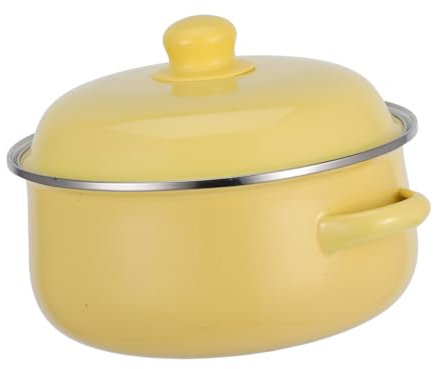 COLLBATH Olla Esmaltada Vintage De 20 Cm Con Tapa Doble Para Sopa Esmaltada Para Cocinar Guisos Y Hervir