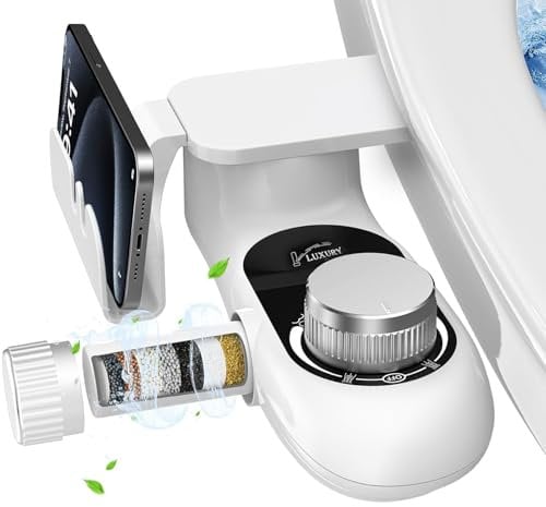 Bidet Attachment for Toilet UK with Filters, Non-Electric Bidet Toilet Seat Attachment with Pressure Controls,Retractable Self-Cleaning Dual Nozzles for Frontal & Rear Wash