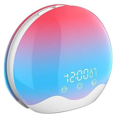 La luce digitale sveglia con 12 colori simula la lampada di alba per il risveglio naturale