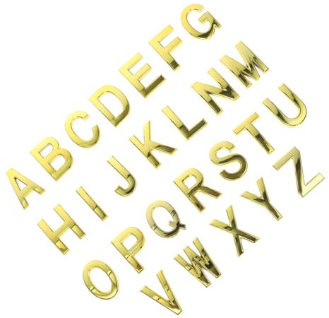 Veemoon 26 Pièces Lettres Adhésives Lettres Alphabet Doré Panneaux Signalétiques Durables Pour Portes Maison Et Décor Extérieur