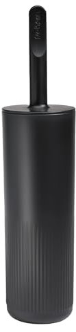 ReBorn Recycled Toilet Brush - Bathroom Toilet Bowl Brush & Holder - Anti Drip 360° Hourglass Brush Head - Closed Fit Storage Cover - Replaceable Heads - Made in Britain (Graphite Black)