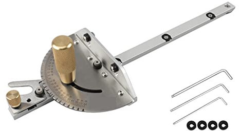 DIKAMAN 450 mm Gehrungslehre mit Schienenanschlag Tischsäge Router Gehrungslehre Sägen Montage Lineal Gehrungslehre Tischsäge für Holzbearbeitung, Dekorationsdesign(Copper Handle)