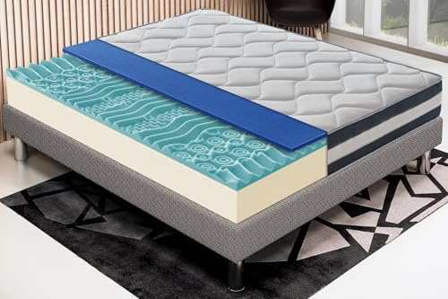 materassi e doghe - Materasso Memory Foam | Alto 25 cm | Sfoderabile | Memory Gel Rinfrescante 9 Zone di supporto| Ortopedico | 100% Made in Italy (Matrimoniale, 160x190 cm)